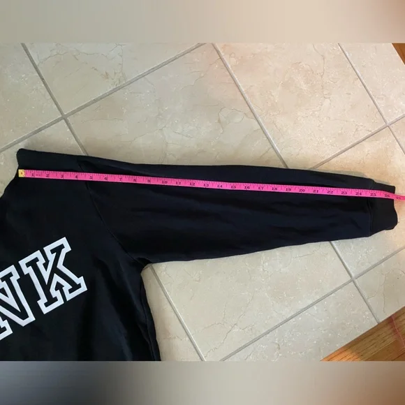 PINK Victoria's Secret Black Wide Neck Cropped Sweatshirt - Picture 6 of 10